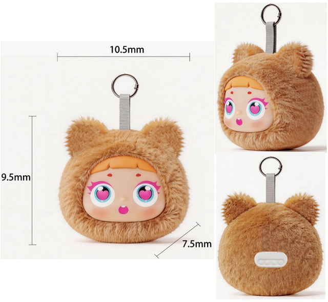 Mini Plush Speaker with Dynamic Heart Eyes LED Display Cute Fluffy Portable Bluetooth Speaker