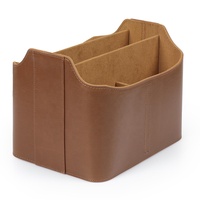 Organisateur de bureau rectangulaire en cuir PU écologique et durable, multi-compartiments, avec emplacement pour tablette et télécommande