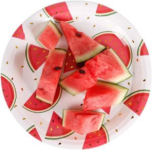 Modern Hot Selling Pink Watermelon Paper <b>Plates</b> for Summer Baby <b>Shower</b> & 1st Birthday Party Decorations 9-Inch - Product Image 4