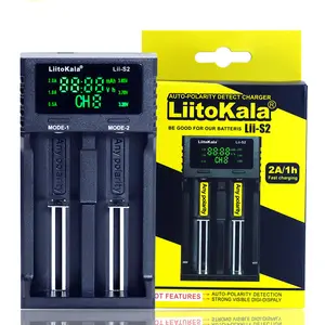 LiitoKala Lii-S2 배터리 충전기 자동 극성 감지 18650 26650 18350 AA AAA 리튬 이온 Ni-MH 배터리