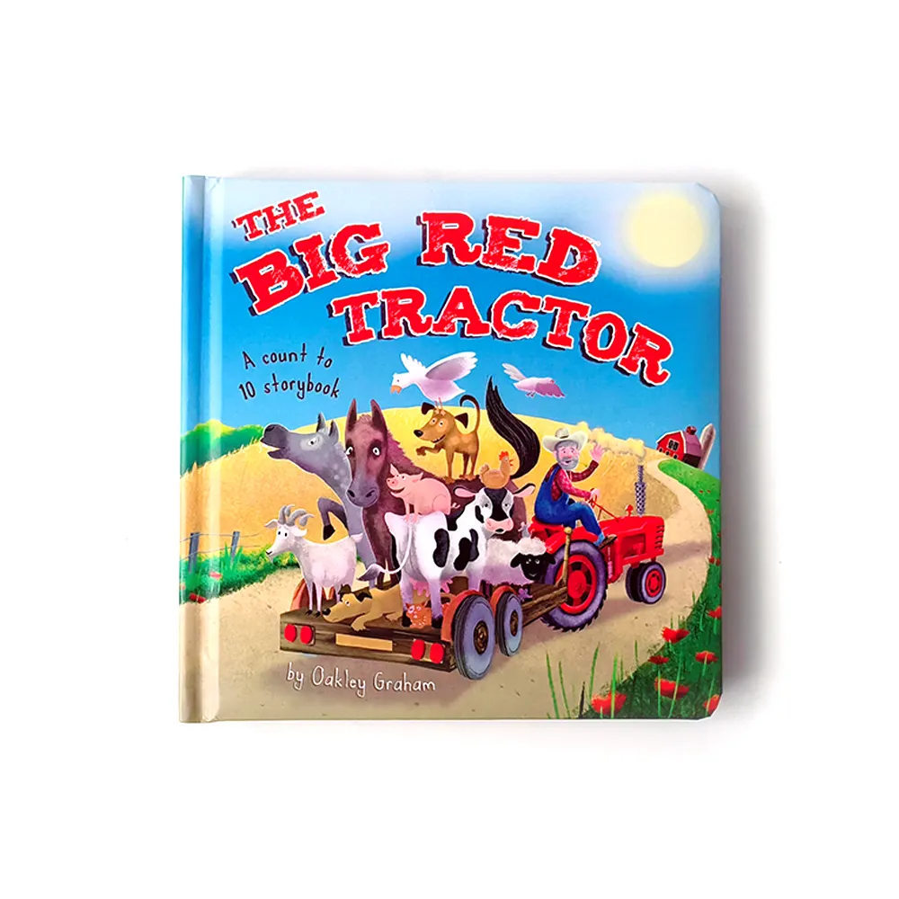 Fabrika özel çocuklar karton kitap büyük kırmızı traktör çocuk hikaye kitapları İngilizce erken eğitim kitap baskı