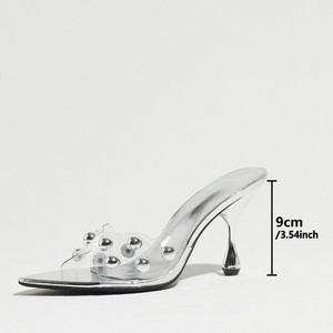 Sandali da Donna Silenziosi con Tacco Medio e Fibbia, Punta Affusolata, <span class=keywords><strong>Scarpe</strong></span> da Festa da Donna, Tacchi a Spillo in Pelle PU - Product Image 6