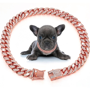 <span class=keywords><strong>Collar</strong></span> y Correa para Perro de Acero Inoxidable 316L Chapado en Oro, Diseño Grueso Cubano, Estilo Clásico Occidental - Product Image 6