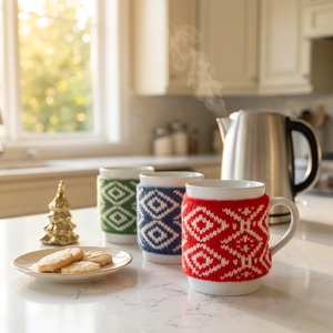 Mug en céramique de porcelaine créatif et moderne, motif dessin animé de Noël, pour couple de bureau, compatible micro-ondes, réutilisable, en stock, mignon pour le petit-déjeuner - Product Image 2