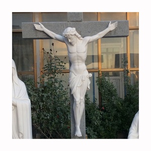 Escultura de Crucifixión Europea de Tamaño Real en Mármol, Estatua de Jesús Crucificado, Arte Religioso para Interiores y Exteriores - Product Image 1