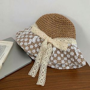 Lace Bow Cowboy <b>Straw</b> <b>Hat</b> Summer Breathable Large Brim Sun <b>Hat</b> Seaside Outing Beach Travel Unisex - Product Image 2
