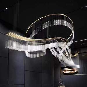 Lámpara de Araña de Lujo de Cristal y Acrílico con LED, Diseño Moderno Personalizado, Decoración Interior para Vestíbulo de Hotel, Villa, Escalera, Salón de Banquetes - Product Image 2