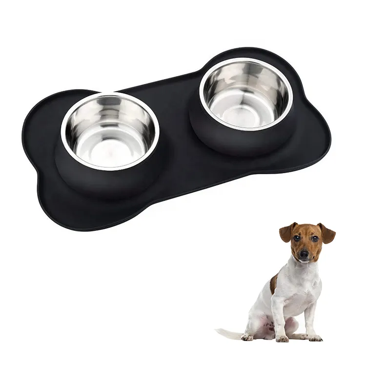 Silicone Oem Microfiber Dog Feeding Stainless Steel Pet Dog Water Feeder Food Bowl