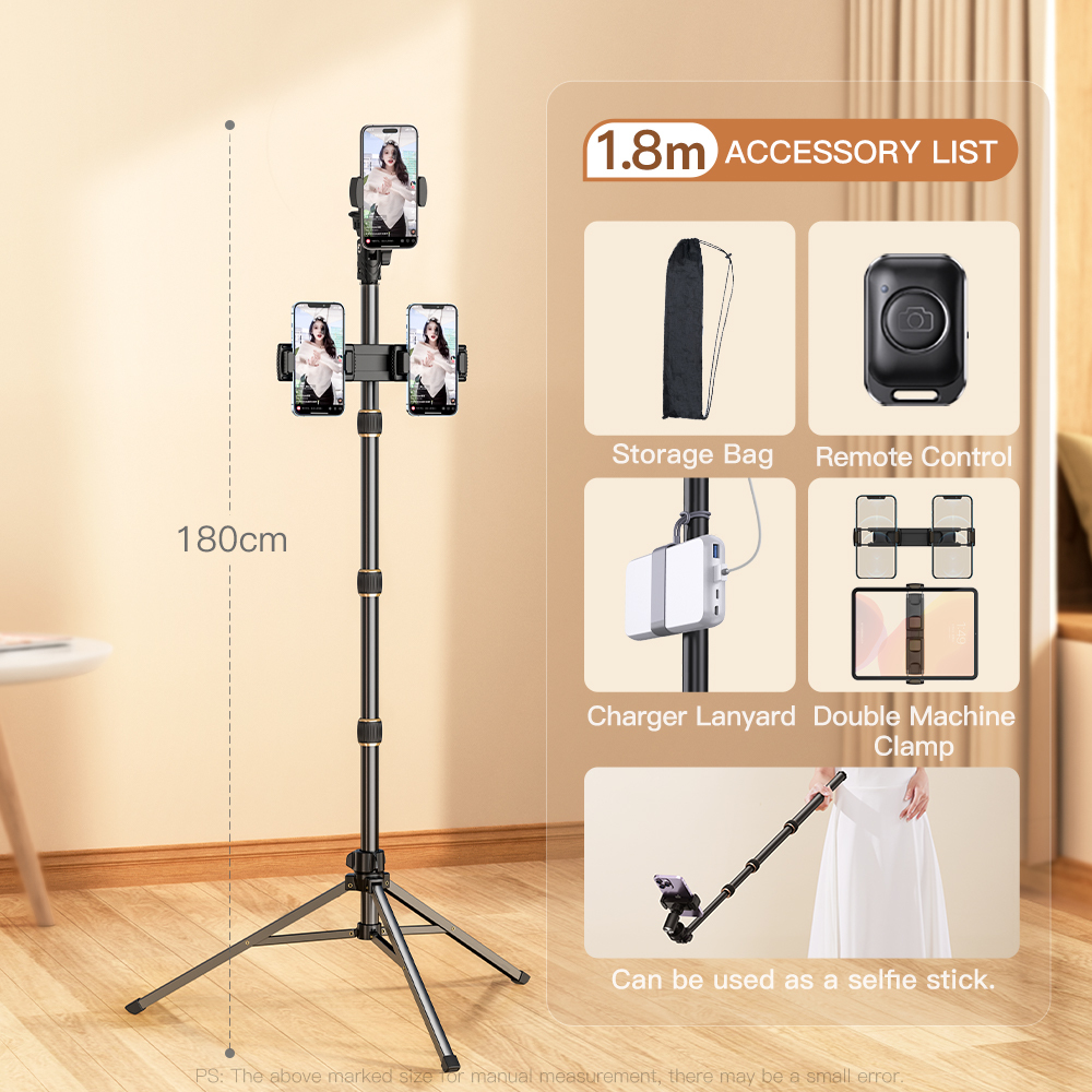 Ensemble de 4 pièces pour diffusion en direct et photographie de 1,8 mètre - Noir
