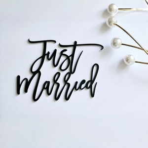 Decorazione per <span class=keywords><strong>Torta</strong></span> Nuziale in Acrilico con Scritta 'Just Married', Ornamenti per <span class=keywords><strong>Torta</strong></span> Nuziale, Topper per <span class=keywords><strong>Torta</strong></span> di Matrimonio - Product Image 4