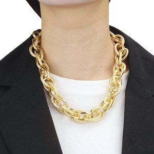 Gold Plated Chain <b>Necklace</b> Zinc Alloy Unisex Fashion Jewelry <b>Statement</b> Piece - Product Image 2