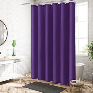 ผ้าม่านกันน้ำแบบเรียบง่าย HKZB ผลิตตามสั่ง ซักเครื่องได้ พร้อมตะขอพลาสติก 12 ตัว สำหรับตกแต่งห้องน้ำและโรงแรม - Product Image 2