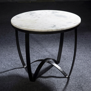 Modern Iron Marble <b>Coffee</b> <b>Table</b> Round <b>White</b> Marble Top Black Metal Base Living Room Center <b>Table</b> Home Furniture - Product Image 1