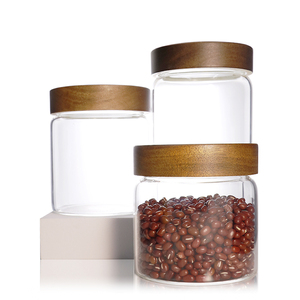 Pot de conservation hermétique <span class=keywords><strong>en</strong></span> <span class=keywords><strong>verre</strong></span> pour aliments, thé, café, avec couvercle <span class=keywords><strong>en</strong></span> bois d'acacia, <span class=keywords><strong>grand</strong></span> format - Product Image 3