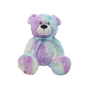 Lindo azul Tie Dye Material colorido oso de peluche de juguete animales de peluche esponjoso oso arcoíris