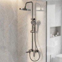 Ensemble de douche moderne gris anthracite 3 fonctions avec rotation à 180 degrés pour robinets de bain