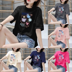 <span class=keywords><strong>T</strong></span>-<span class=keywords><strong>shirt</strong></span> d'é<span class=keywords><strong>t</strong></span>é 100 % coton à manches courtes pour femme avec magnifique imprimé nœud et strass 3D, taille XXS, respirant, coupe ample, avec logo - Product Image 4