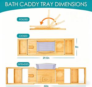 Di lusso in legno di bambù pieghevole mensola vasca da bagno Spa vassoio contenitore Organizer con portasapone Non Slip e porta libri accessori - Product Image 3