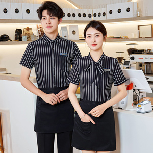 Venta al por mayor Bar Catering Hotel <span class=keywords><strong>Restaurante</strong></span> Café Logo Personalizado Ropa DE TRABAJO Personal Uniforme Camarero Camarera Camisa Hombres Mujeres <span class=keywords><strong>Camisas</strong></span> - Product Image 6