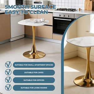 Tavolo da Pranzo Quadrato Tulip con Base in Metallo Dorato da 24 Pollici, Tavolo Moderno da Bistrot per 2-4 Persone - Product Image 5