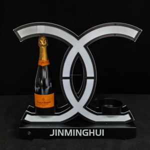 गर्म बिक्री आधुनिक शैली डबल सी बोतल डिस्प्ले रैक के साथ एलईडी चमकदार प्रकाश अनुकूलित लोगो दो स्टेनलेस स्टील धारकों - Product Image 6