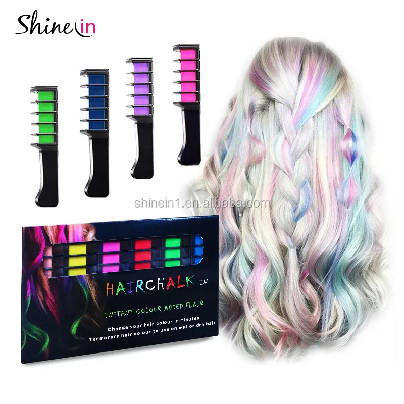 Best Seller Bright Hair Color Dye Temporary Hair Chalk No toxic Washable Hair Chalk Comb for Kids Girls Cosplay DIY