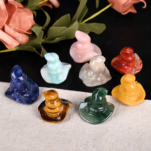 Wholesale Natural Crystal <b>Witch</b> Hat Figurine Healing Stone Craft with MOSAIC Technique for Home <b>Decoration</b> and Halloween Gift - Product Image 1