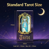 Cartes de tarot Waite classiques d'un siècle d'âge, cartes flash laser haut de gamme, jeu de divination mystérieux pour table