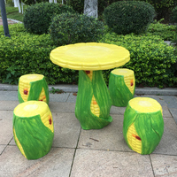 Sculpture de table et de chaise en fibre de verre pour plantes et fruits, vente en gros d'usine, champignon, fraise, maïs, décoration de maternelle