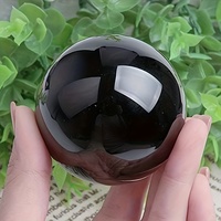 Sphère d'obsidienne noire naturelle à succès, boules de cristal Feng Shui, énergie de guérison, sphère d'obsidienne noire pour décoration, cadeau
