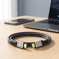 Kabel USB 3.1 Tipe-C 2M Nylon Braided Aluminium 66W 10 Gbps Pengisian Cepat Transfer Data untuk Komputer