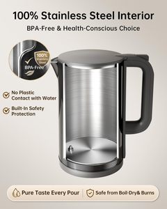 1.7L Portable Double Wall Automatic Electric <b>Kettle</b> 1500W Household Cordless New Design Popular for Home Use - Product Image 5