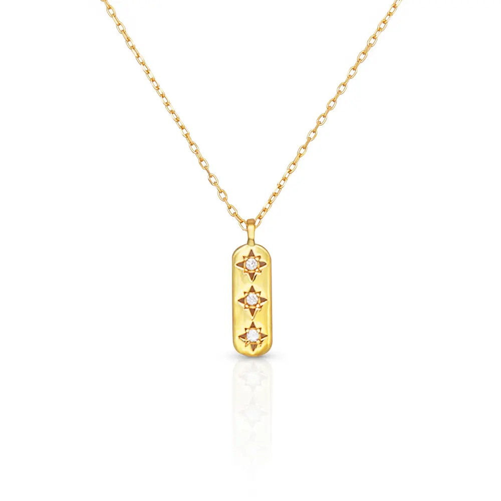 Necklace Chris April Trendy 925 Sterling Silver Gold Plated Long Brand Zircon Pendant Necklaces