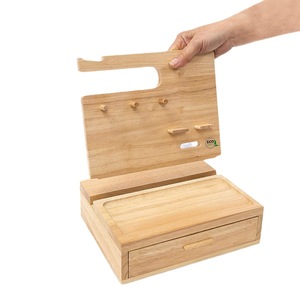 Wooden Storage <b>Rack</b> With Drawer For <b>Glasses</b> Headphones Keys Watches Desktop Organizer Simple Design Rectangle Shape - Product Image 5