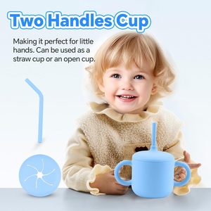 Set completo de alimentación de silicona para bebés: plato, cuchara, tenedor, babero, tazón, vaso para agua y aperitivos - Product Image 5