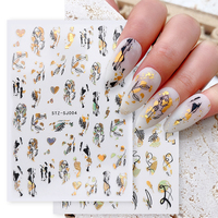 Autocollant 3D Rose doré Simple pour ongles, décalcomanies, décorations d'ongles, vente en gros