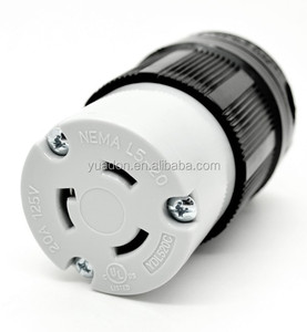 Conector con Bloqueo YUADON YDL520C con Certificación UL NEMA L5-20C, 20A 125V CA, Estándar Estadounidense, 2 Polos, 3 Cables, Grado Industrial, Tomacorriente Hembra - Product Image 1