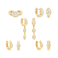 Gemnel Marquise - Pendientes de Plata de Ley 925 con Bisel de Diamantes CZ, Apilables, de Gran Tamaño, Estilo Minimalista, Juego de Joyería