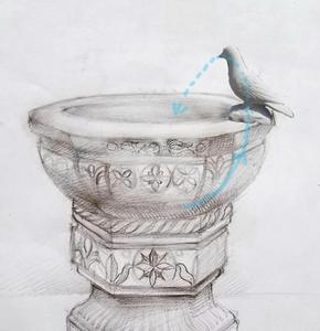 Sevintage bride — chapelle <span class=keywords><strong>de</strong></span> baptême en marbre blanc avec colombe, château <span class=keywords><strong>de</strong></span> la croix - Product Image 1