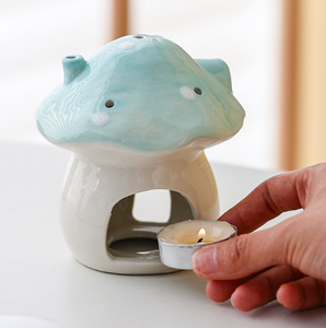 Porte-<span class=keywords><strong>bougie</strong></span> chauffe-<span class=keywords><strong>cire</strong></span> en céramique cylindrique en forme <span class=keywords><strong>de</strong></span> maison mignonne, porte-<span class=keywords><strong>bougie</strong></span> votif, brûleur d'huiles essentielles, fait main - Product Image 2