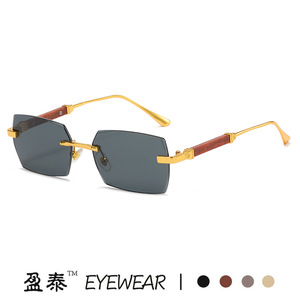 Lunettes de soleil sans monture Yingtai, monture dorée, verres dégradés, UV400, style streetwear pour femmes - Product Image 5