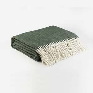Hengtai yüksek kalite ağır marka 100% yün jakarlı bambu organik dokuma battaniye renkli