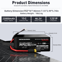 Vente en gros 12S/6S 44.4V personnalisé 18000 23000 28000mAh batterie de drone grande charge à décollage vertical à voilure fixe