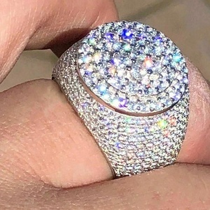 Perhiasan Hip Hop Mewah Terbaru, Cincin Pria Perak Sterling 925 Bertabur Moissanite VVS Berkilau Keren untuk Hadiah Pesta - Product Image 2