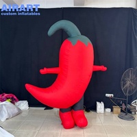 Mascotte gonflable personnalisée en forme de piment rouge, figurine gonflable de personnage de piment pour défilé et événementiel