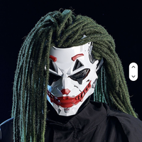 Masque de robot LED Cyber Clown avec dreadlocks, casque de cosplay futuriste d'horreur pour Halloween, carnaval et performance DJ
