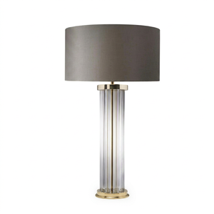 Lampe de table en verre minimaliste avec abat-jour beige, design unique, luminaire décoratif - Product Image 2
