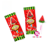 Marque privée Caramelo Sucette Saveur de fruits sucrés Bonbons durs à la pastèque Couleur mélangée Bâton lumineux Sucette
