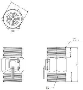 1 Inch Magnetische Hal Effect Waterstroom Sensor 4-45l/Min Roestvrij Staal Vloeistofstroom <span class=keywords><strong>Meter</strong></span> Sensor Controle Waterstroom Sensor - Product Image 3