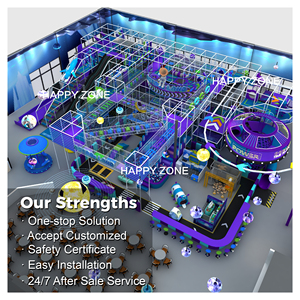 Structure de jeu intérieure personnalisée sur le thème de l'espace pour enfants, équipement de terrain de jeu souple commercial multi-niveaux avec tourelle et <span class=keywords><strong>maison</strong></span> de jeu de rôle - Product Image 2
